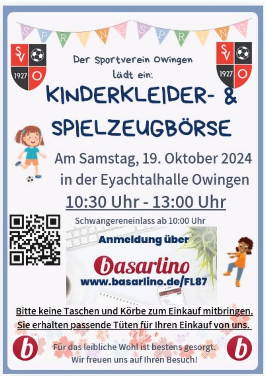 Aktuelle Informationen zur Kinderkleider- & Spielzeugbörse – Samstag, 19.10.2024